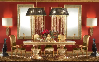 Exquisite Royal Hand-Carved Italian Dining Table Set