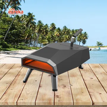 Outdoor Wood Fired Pizza Oven, Stainless Steel Portable Tabletop Wood Pellet Pizza Oven with 12-inch Pizza Stone
