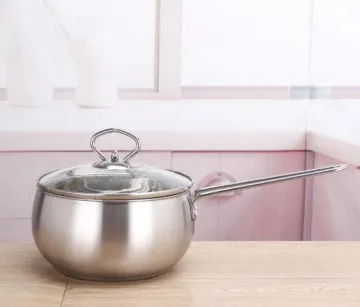 Stainless Steel Milk Pot Cookware with Glass Lid