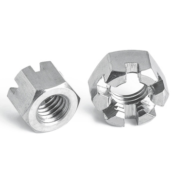 Metric hex slotted nuts