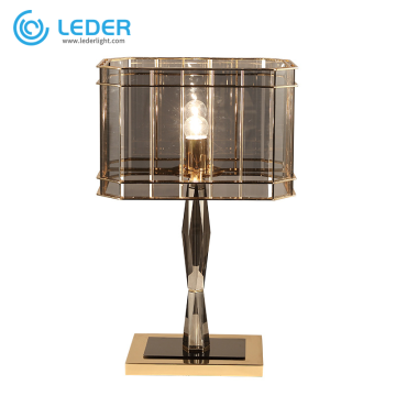 LEDERガラスゴールドベッドサイドランプ