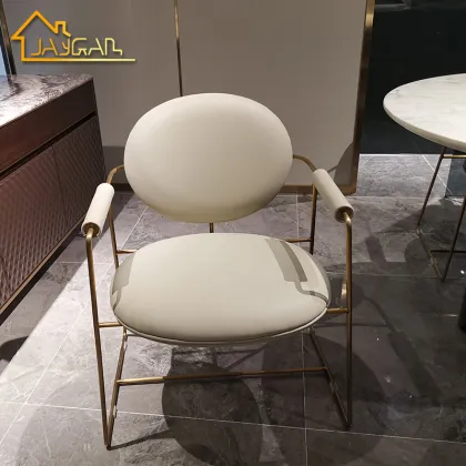 Gemma Leather Dining Armchair with Gold Legs