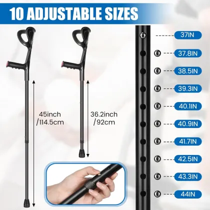 Adjustable Sturdy Aluminum Lightweight Colored Forearm Crutches