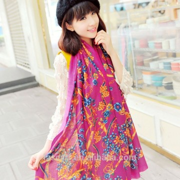 100% Polyester women scarf printed big long towel scarf Shawl mei red