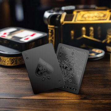Custom Black Gold Foil Poker Cards with Logo, Gift Box Included