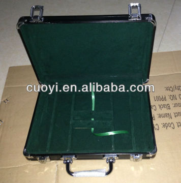 200pcs aluminum poker chip case with wood shelf