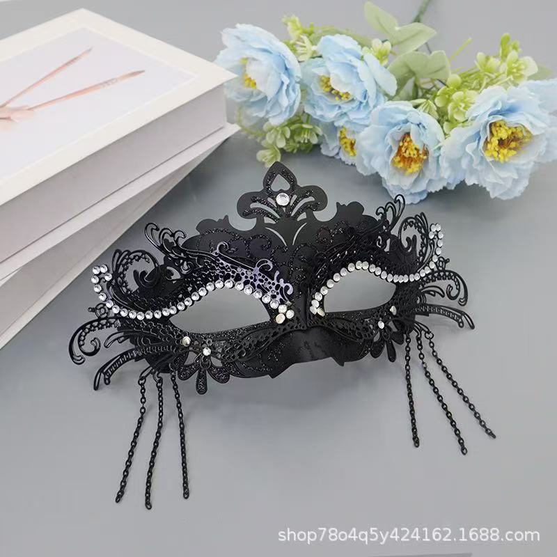 Rhinestone Metal Filigree Venetian Women Mask