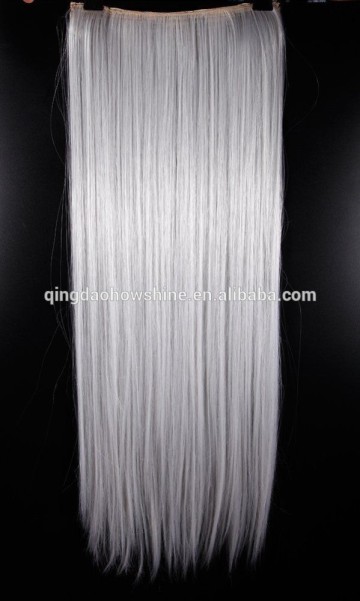 Top Fashion stock 100% brazilian hair silver hair extensions clip in hair