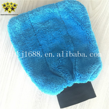 Microfiber two sides coral fleece household or car cleaning glove scouring pad microfiber gloves