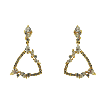 925 Sterling Silver Dangle Earrings with Yellow Gold