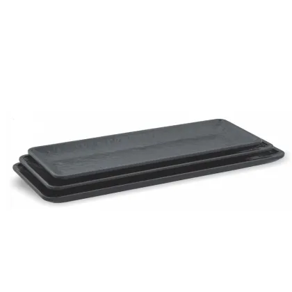 Hammer Rock Surface Long Rectangular Melamine Snack Tray