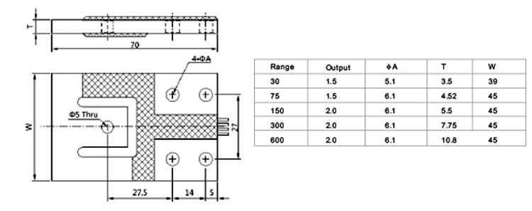 GPB200 load cell drawing