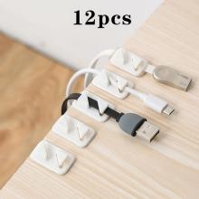 12pcs Universal Wire Tie Self-adhesive Rectangle Cord Management Winder Cable Holder Organizer Mount Clip Clamp