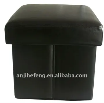 PU leather foldable square storage ottoman, storage bench, footstool