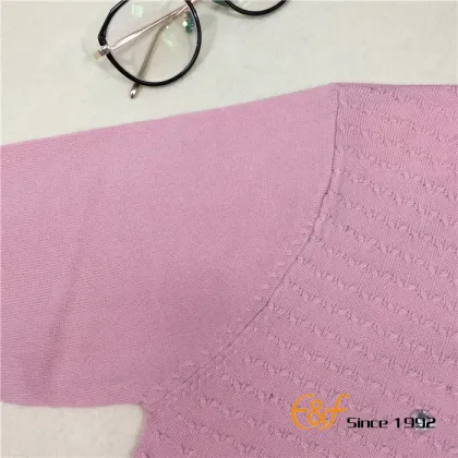 Cable-knit Low Round Collar Graceful Sweater with Crystal