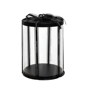 Wholesale High Quality Round Clear Cake Boxes - Black Transparent Birthday Cake Box