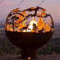 Sphère de métal plasma Corten en acier de feu