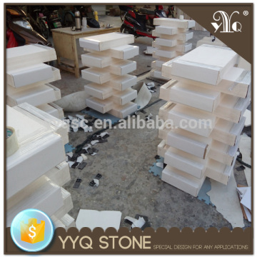 White limestone indoor stair raillings stair tread