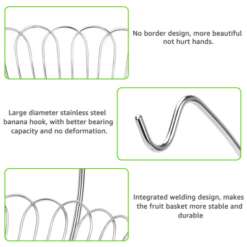 Stainless Steel Fruit Basket with Banana Holder