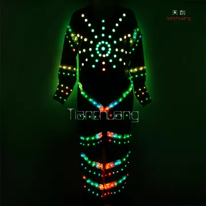 Shining Led Dance Costume, Halloween Party Costume, Fiber Optic Costume