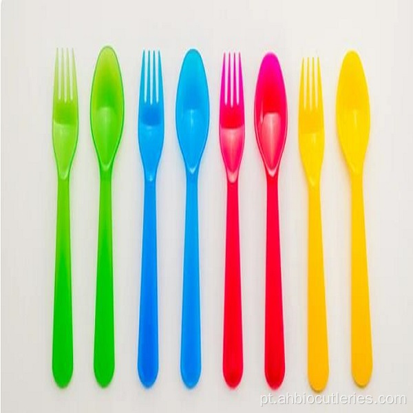 Colher de plástico colorido descartável barato de qualidade e garfos