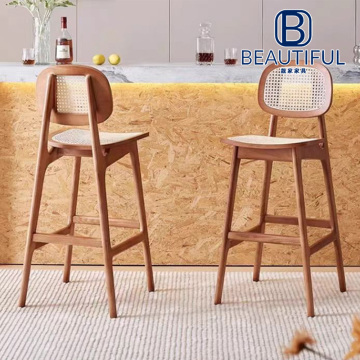 Liangjia kauçuk ahşap rattan bar tabureleri