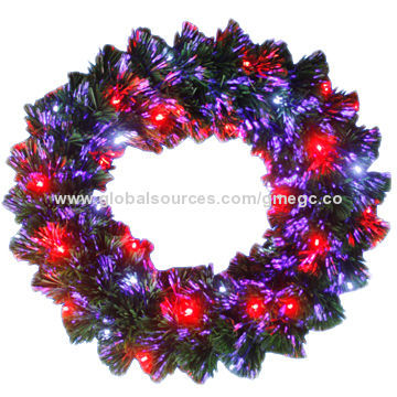 Red/White LED Light and Blue Inner Lights Christmas Garland, Made of PVC
