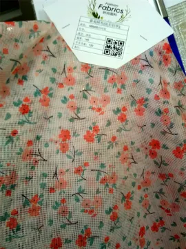 printed warp knit flower