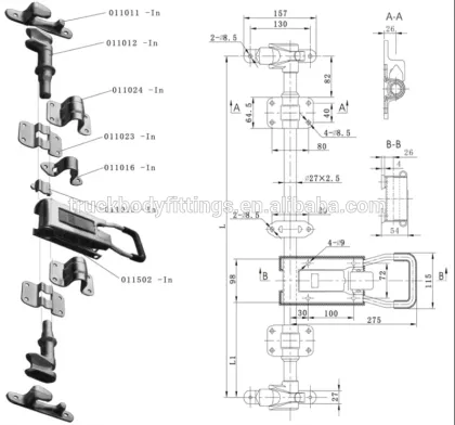 Truck van body lock,assembly door lock
