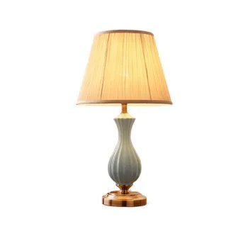 European Classic Style Ceramic Table Lamps with Fabric Shades for Home and Office