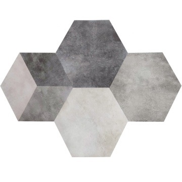 Nordic Cement Gray Hexagonal Industrial Floor Tile
