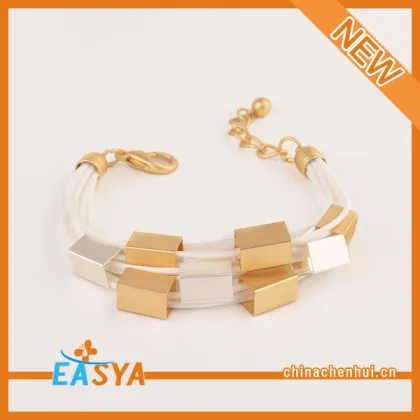 Fashion Handmade Bracelet Multilayer Black And White Rope Gold Plated Bracelet
