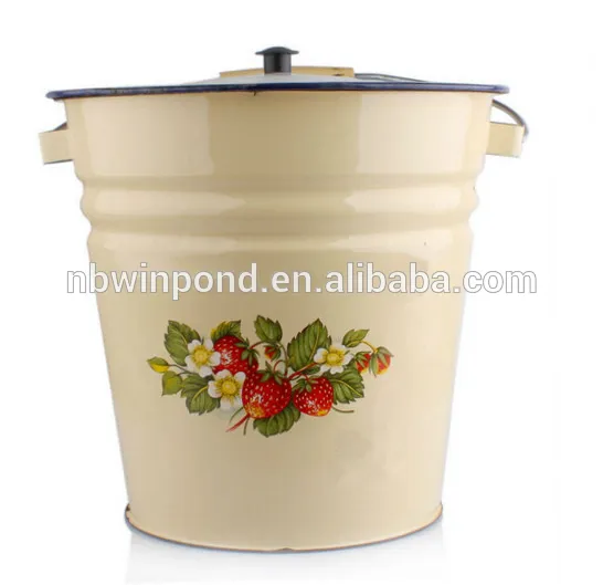 Yellow enamel customized food-grade bucket with cover