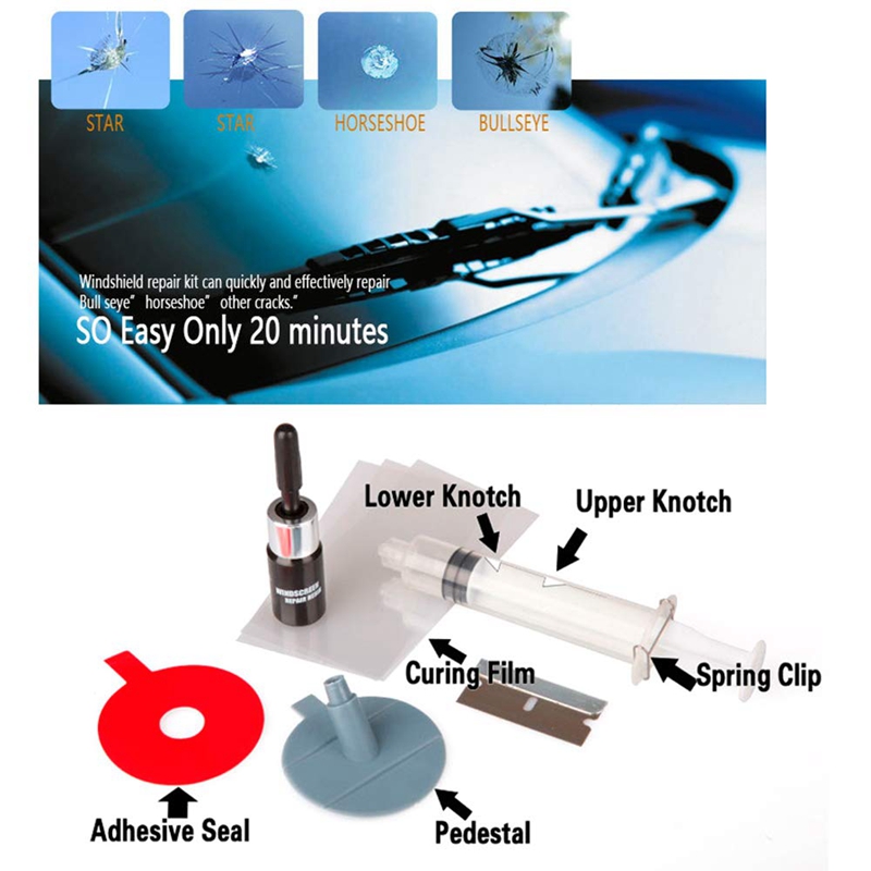 Windshield Repair Kit Cracked Glass Repair Kit To Fix Auto Glass Windshield Crack Chip Scratch