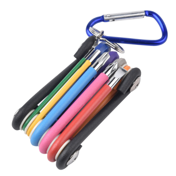High-Quality 9-Pc Custom Hybrid Multi-Color Folding Allen Hex Torx Wrench Tool Set