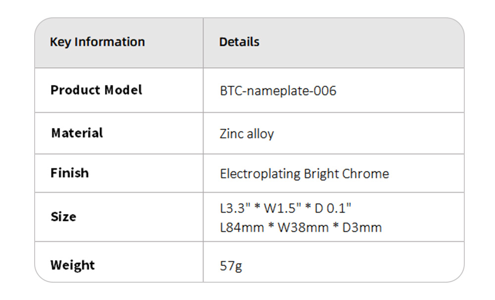 BTC-nameplate-006 X-4