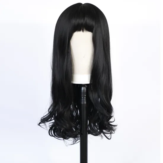 wholesale Black Wig with Bangs Synthetic Long Black Wigs for Women Natural Wigs with Bangs For Black Women Daily Cosplay Party