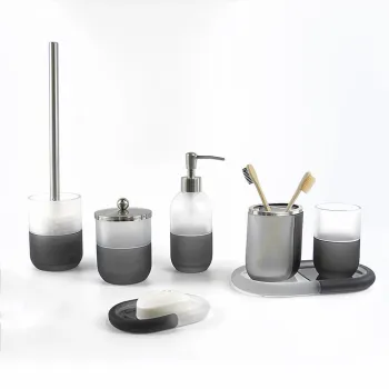 grey. Bathing Set Glass Bottle