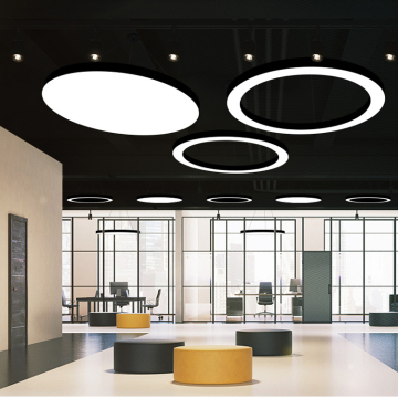 Modern Simple LED Ring Hanging Lamp - Round White Design Chandelier for Office LED Pendant Light