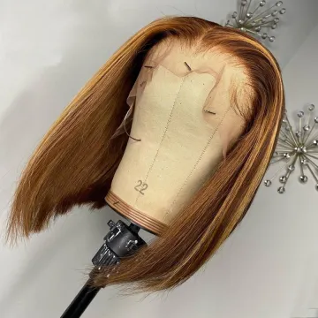 Blonde Piano Color Highlight Ombre 4/27 HD Lace Front Bob Wig Indian Cuticle Aligned Virgin Human Hair Short Bob Swiss Lace Wig