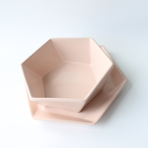 Platos de diseño modernos Conjuntos de vajilla poligonal rosa 24 conjuntos de vajilla de colorida colorida