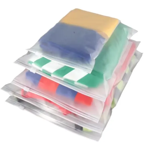 Wholesale Custom Logo Frosted Plastic Zipper Bags for Clothing Storage and Packaging