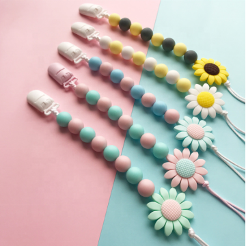 Pacifier Clip Silicone Beads Baby Teether