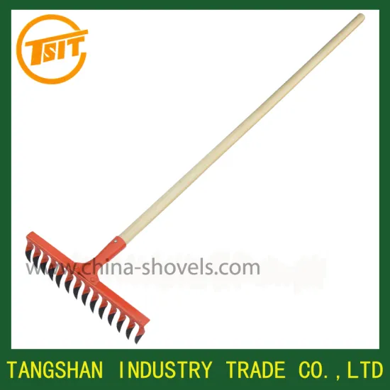 long wooden handle garden grain gravel rake
