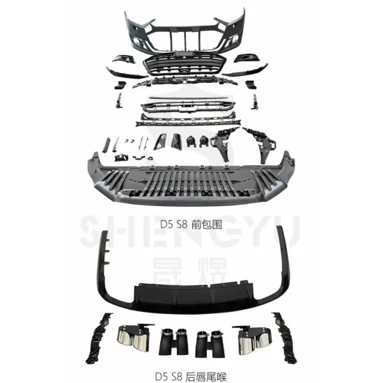 Car Body Kit Upgrade for Audi A8 D5 2019-2022: Front Bumper, Grille, Rear Diffuser, Exhaust Pipes