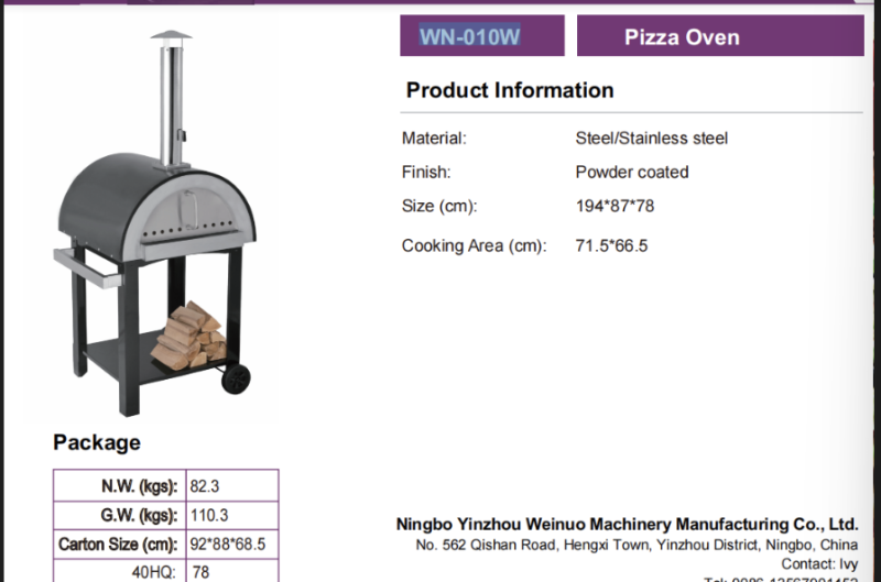 Outdoor Stainless Steel Portable Pizza Oven with Storage