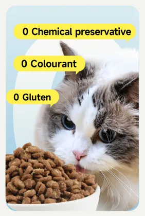 Complete freeze dried meat filled cat food