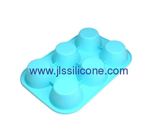 6 Cup Round Shaped Silicone Bakeware Cake Baking Molds 