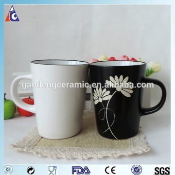12oz black and white ceramic mug with matting / coffee mug