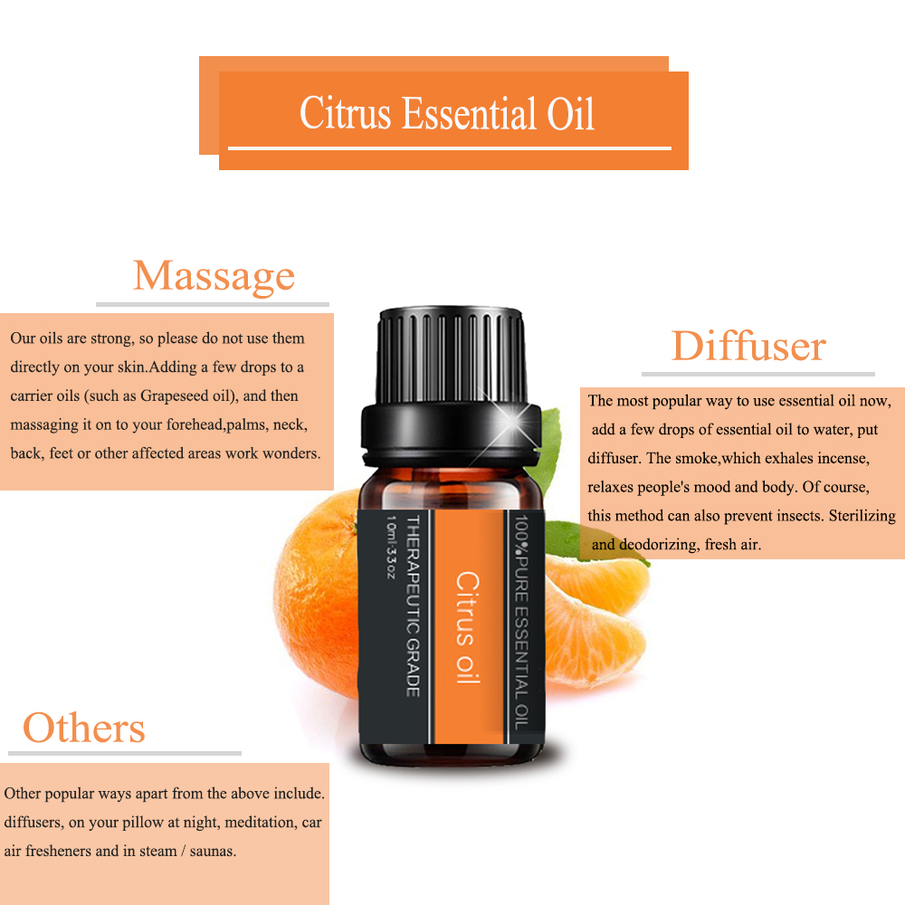 Aceite esencial de cítricos naturales para la aromaterapia para el cuidado de la piel